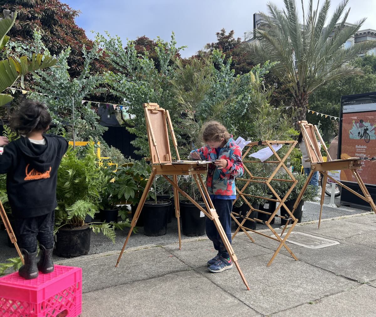 Cole Valley Town Square art and greenery